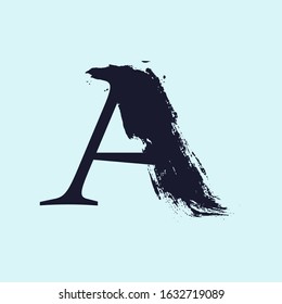 Letter A logo. Custom serif style lettering with hand drawn brush stroke. Classic vector font for your fashion poster, jewelry badge, vintage banner, boutique card etc.