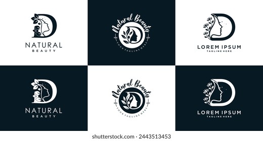 letter logo D design collection with nature beauty concept premium vector
