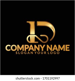 the letter logo D and L in gold with shades of glamorous and luxurious
