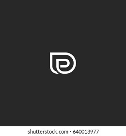 Letter logo D monogram, idea black and white linear typography design element, wedding invitation or business card identity lines geometric shape emblem