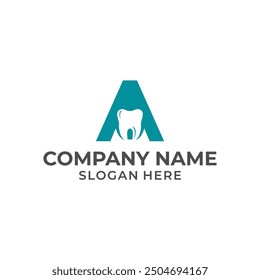 Letra A logo dental. Una Plantilla de logotipo dental