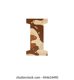 Letter I logo with desert camouflage. Vector design for banner, presentation, web page, card, labels or posters.