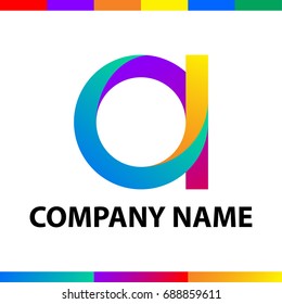 Letter A logo design. Abstract minimalistic symbol made of stripes with color and gradient palettes.