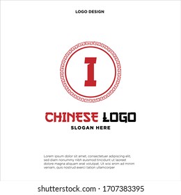 Diseño de logotipo de letra I con el motivo del marco del borde antiguo del círculo. 