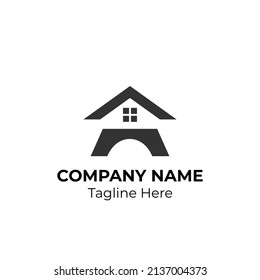 Letter A Logo Design with Architecture Element