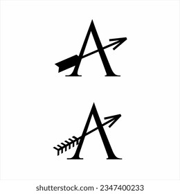 Letter A logo design with arrow in two design options.