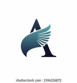 A Letter Logo Design with bird wing serif font template