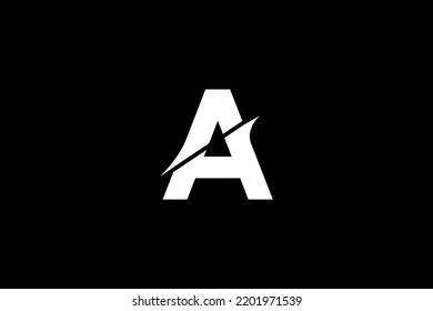 A letter logo. A letter design with black background. This is gold letter logo. Use stylist fashion logo. Decorative design.