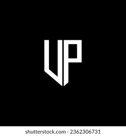 Diseño del logotipo de la letra UP con fondo negro en el ilustrador. Logo vector, diseños de caligrafía para logotipo, afiche, invitación, etc.