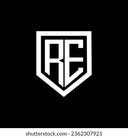 RE Brief Logo Design mit schwarzem Hintergrund in Illustrator. Vektorlogo, kalligraphische Designs für Logo, Poster, Einladung, etc.
