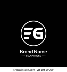 EG Letter Logo Design. Black Background.