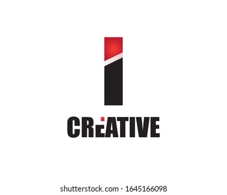 Diseño del logotipo de la letra I con color rojo negro