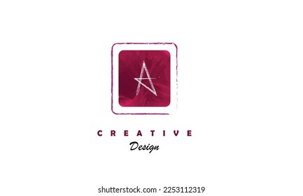 A letter logo design with black water color brush. stroke circular rounded logo design