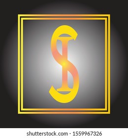 IS Letter logo design in black and white gradient background. IS letter yellow and pink color.