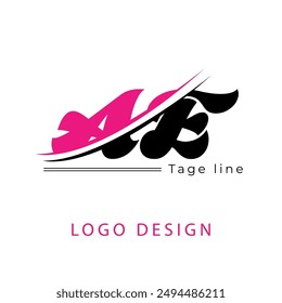 Letter Logo Design with Black and White Color and Swoosh