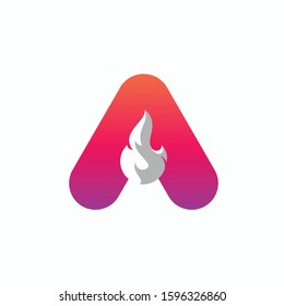 A Letter Logo Design bold fire font template