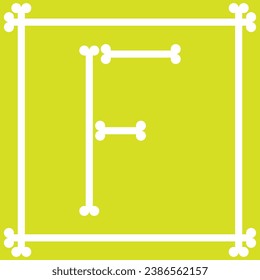 letter logo design with bones arranged to form the letter f