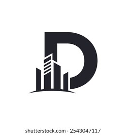 Letter logo design with building simple concept Premium Vector