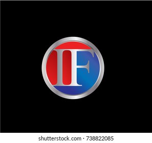 IF Letter logo Design in a circle. Blue and silver colored

