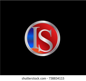 IS Letter logo Design in a circle. Blue and silver colored