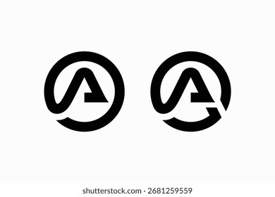 Letter A logo design in a circle with bold line art style