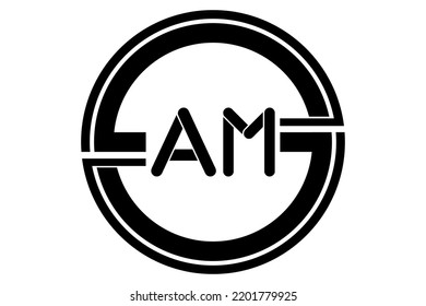 AM letter logo design with circle shape. AM circle and cube shape logo design. AM hexagon vector logo template white and black colors. AM monogram, business and real estate logo.