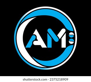 Diseño del logotipo de la letra AM con forma de círculo AM Diseño del logotipo con un diseño único y sencillo.