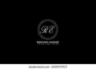 RE letter logo design. circle, triangle, hexagon, flat and simple style with white color variation letter logo set in one artboard. RE minimalist
