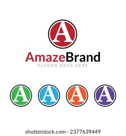 A Letter Logo Design, Circular Logo Template, 