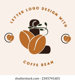 Letter Logo Design with coffee Bean 