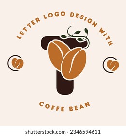 Letter Logo Design With Coffee Beans 