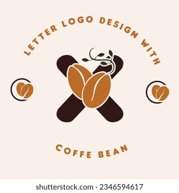 Diseño del logotipo de la carta con habas para café 