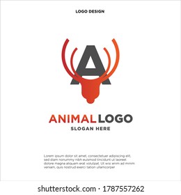 letter A logo. design a combination of letter a and deer antler illustration into a unique and simple logo a. with black, red, isolated white.brand for corporate and graphic design. modern template.