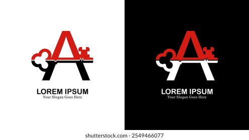 letter A logo design combined with a key