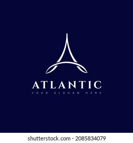 Letter A logo Design Concept. Atlantic Logo. Vector Illustration
