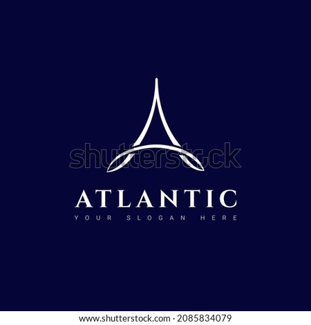 Letter A logo Design Concept. Atlantic Logo. Vector Illustration