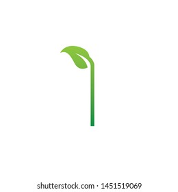 Letter I logo design concept with a leaf element at the end for personal identity and business name