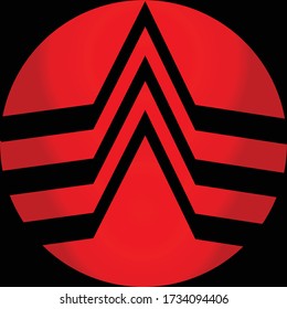 Letter A logo design concept negative space style and red circle. Abstract sign constructed from star tool. Vector elements template icon. Red and black color