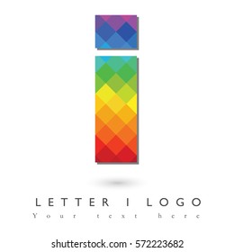 Letter I Logo Design Concept in Rainbow Mosaic Pattern Fill and White Background