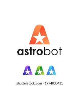 Letter A logo design, with the concept of letter A and star, modern style design. vector illustration