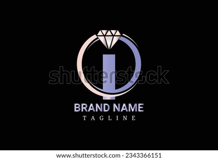 Letter I  logo design concept template vector. Creative design with dimond  for luxury jewelry business and company.