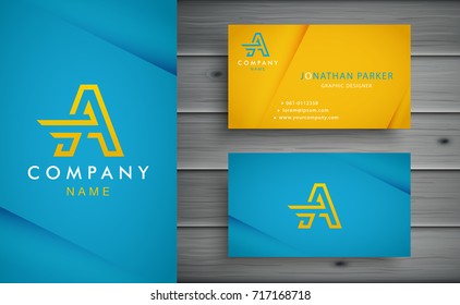 A letter logo design with corporate business card template.