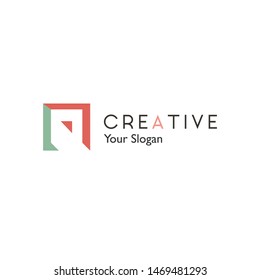 A Letter Logo Design with Creative arrow shape and Serif Font.