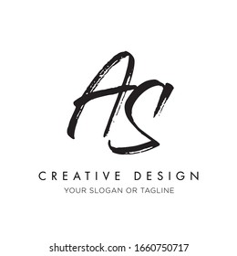 Diseño de logotipo AS Carta con tipografía creativa de brocha de moda