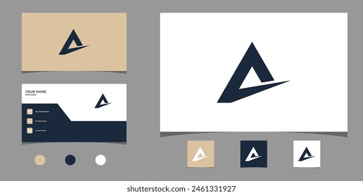 Letter a logo design with creative concept and business card. Premium Vector