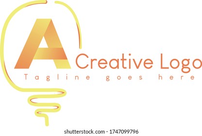 A Letter logo design. Creative lamp logo design