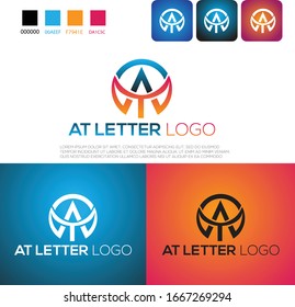 AT letter logo design creative at letters icon vector