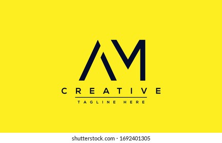Diseño del logotipo de la carta AM. Ilustración vectorial del icono Creative Modern A M Letters.