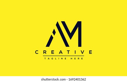 AM Letter Logo Design. Creative Modern A M Letters icon vector Illustration.
