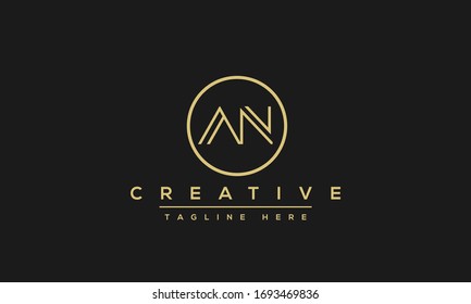 Diseño con logotipo de carta. Ilustración vectorial del icono Creative Modern A N Letters.